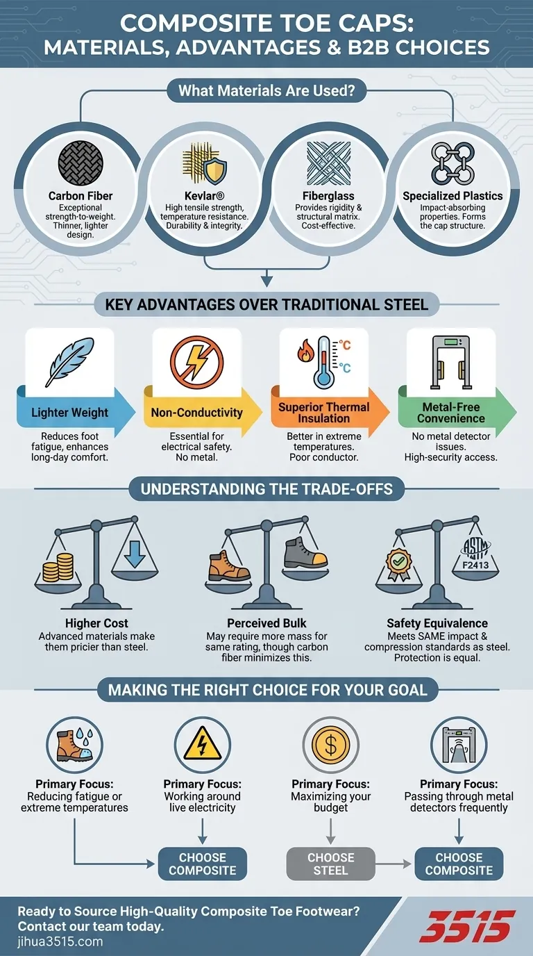 复合材料鞋头盖由哪些材料制成？了解轻质、非金属的替代品 图解指南