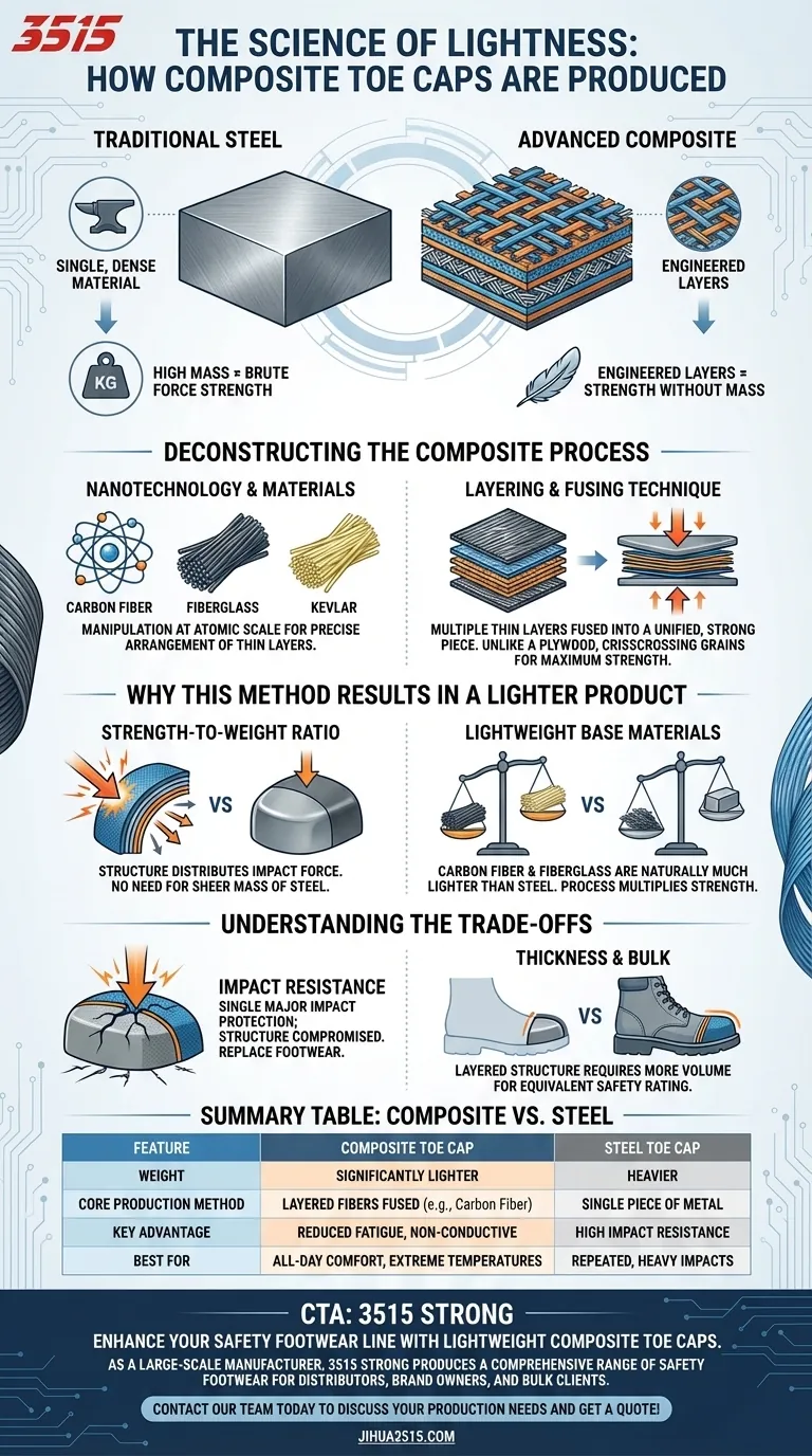 Come contribuisce il processo produttivo alla leggerezza dei puntali compositi? Ottieni comfort e sicurezza superiori Guida Visiva