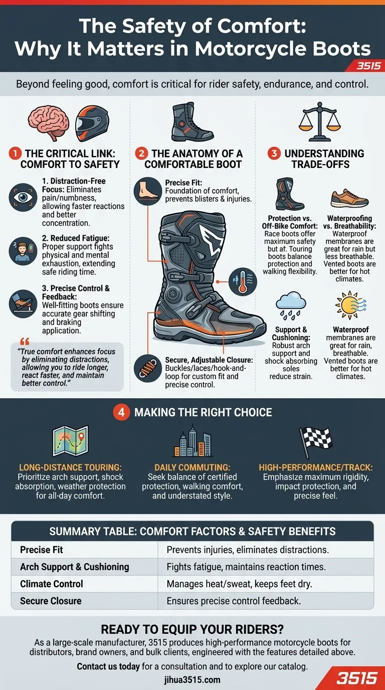 Perché il comfort è importante negli stivali da moto? È una caratteristica di sicurezza fondamentale, non un lusso Guida Visiva
