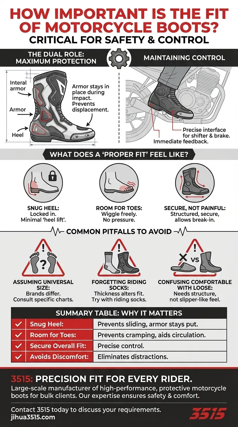 バイク用ブーツのフィット感はどれくらい重要ですか？安全性とコントロールにとって極めて重要です。 ビジュアルガイド