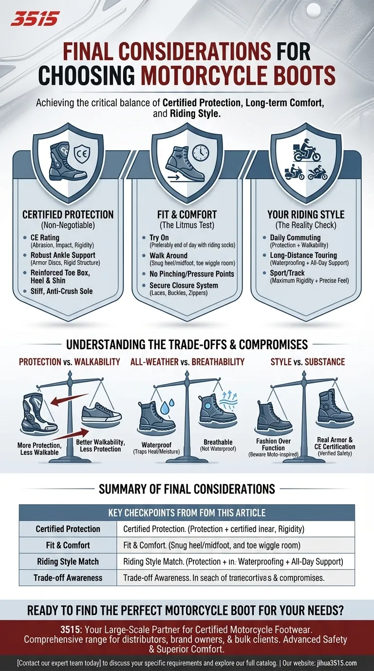 Quelles sont les considérations finales lors du choix de bottes de moto ? Le guide ultime de la sécurité et de l'ajustement Guide Visuel