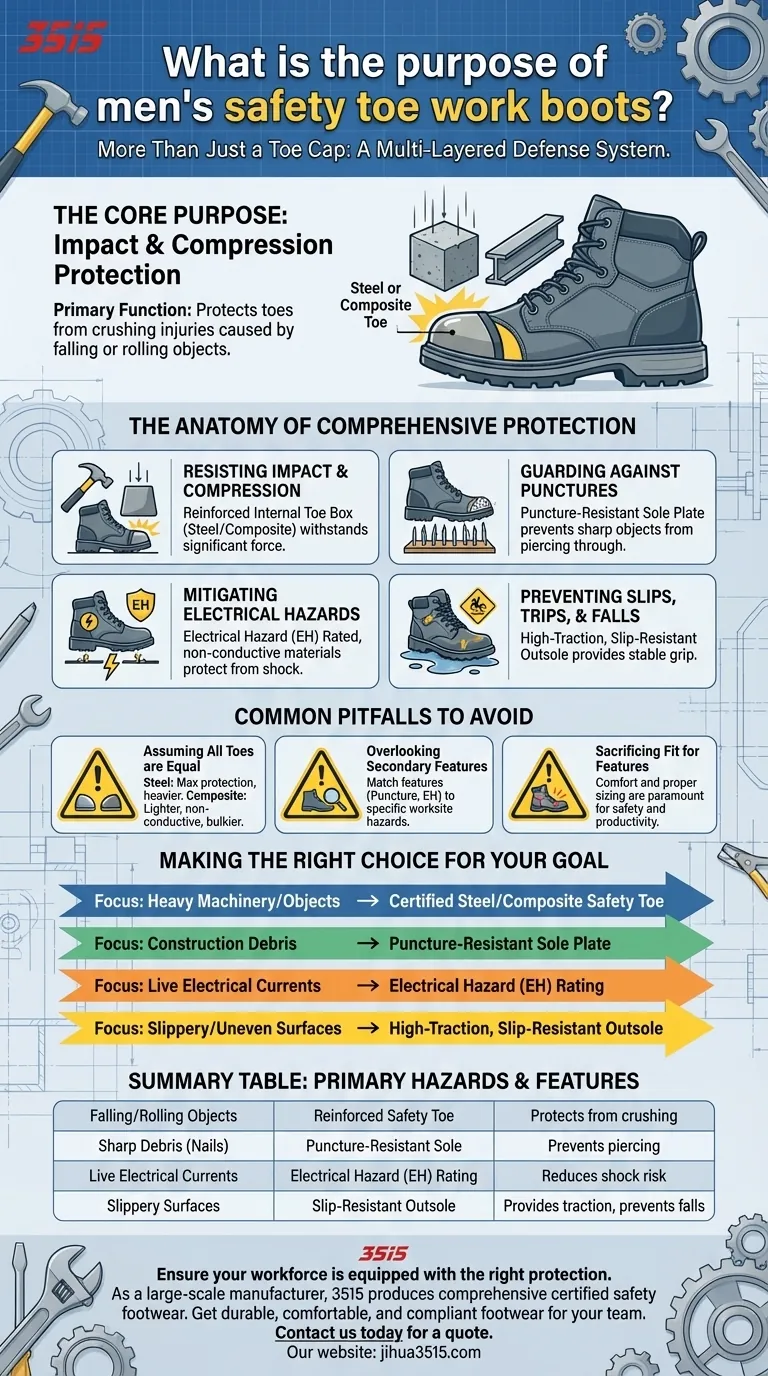 Каково назначение мужских рабочих ботинок с защитным носком? Полная защита ног при опасных работах Визуальное руководство