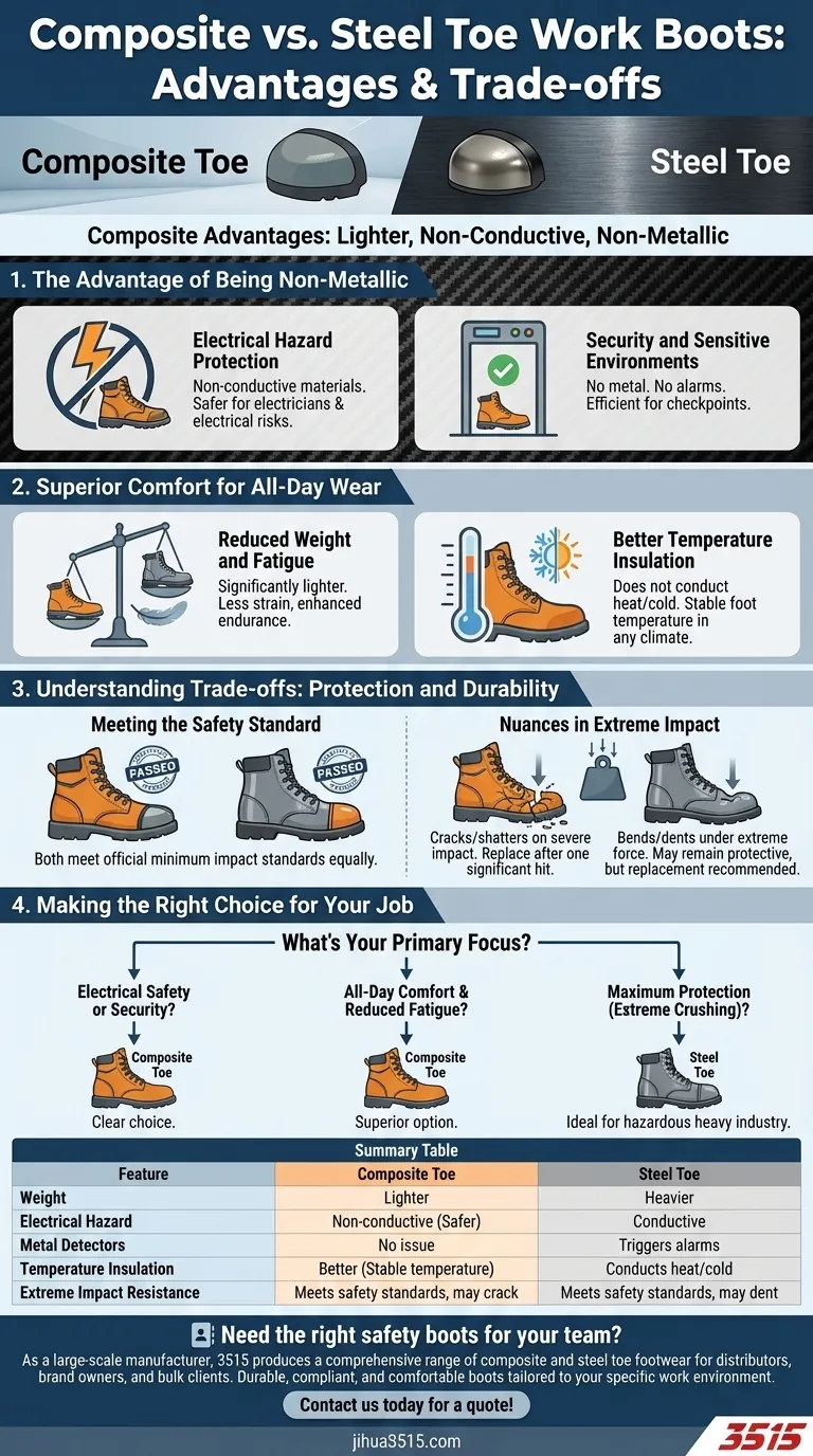 复合安全鞋头工作靴有什么优点？更轻、更安全、更舒适 图解指南