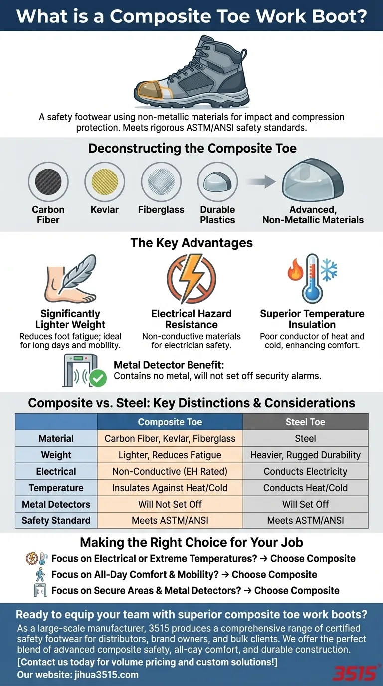What is a composite toe work boot? A Lightweight, Non-Metallic Safety Solution Visual Guide
