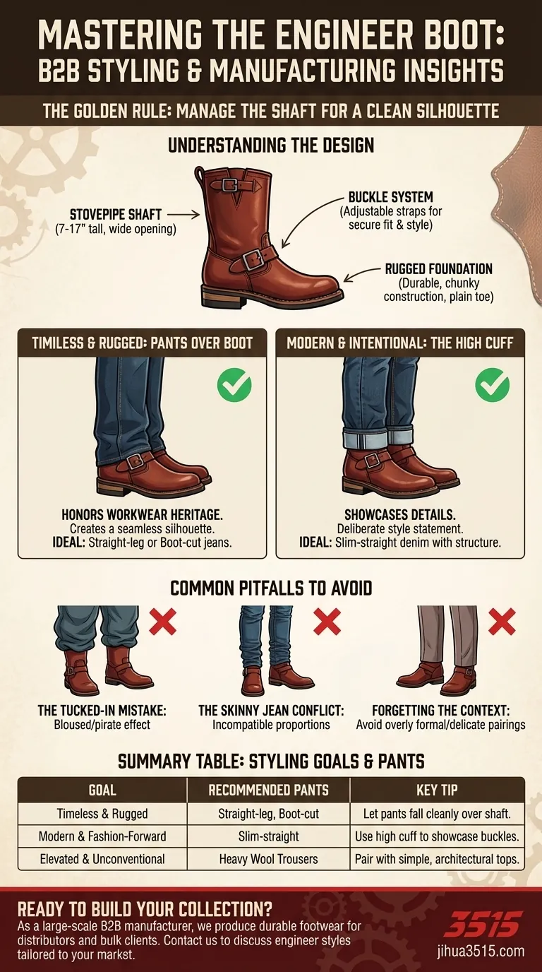 엔지니어 부츠를 신는 팁은 무엇인가요? 바지와 부츠의 실루엣 마스터하기 시각적 가이드