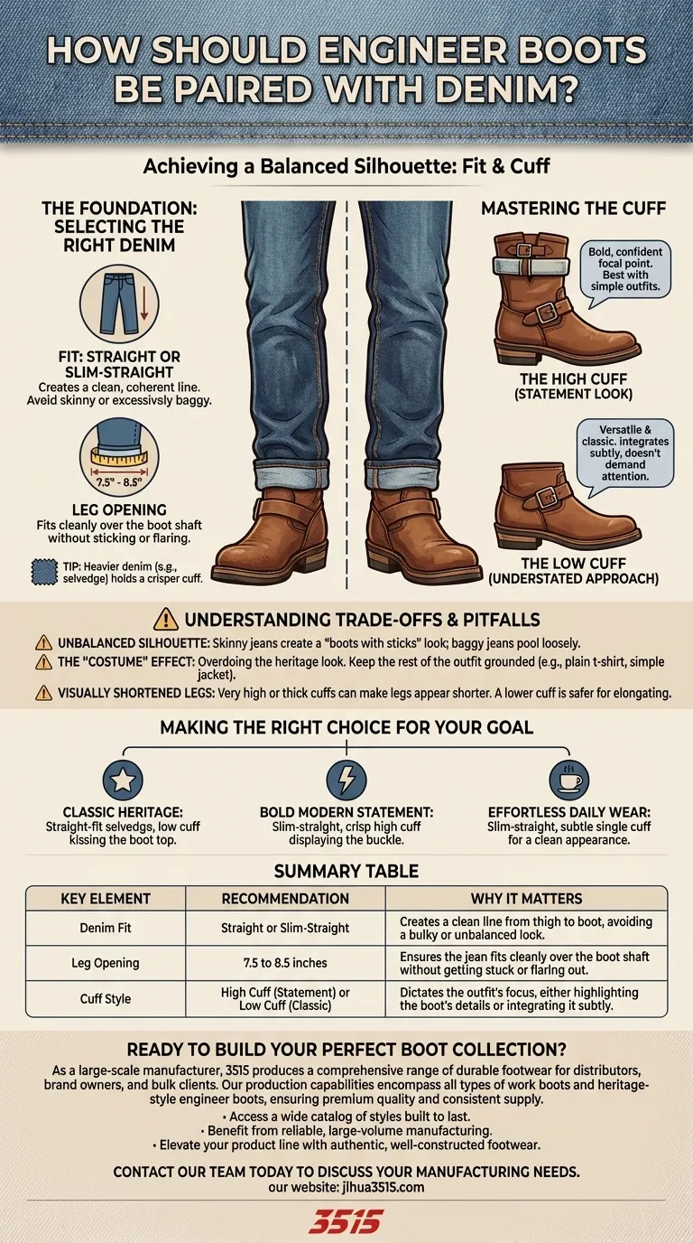 Comment associer les bottes d'ingénieur avec du denim ? Un guide pour un ajustement et un revers parfaits Guide Visuel