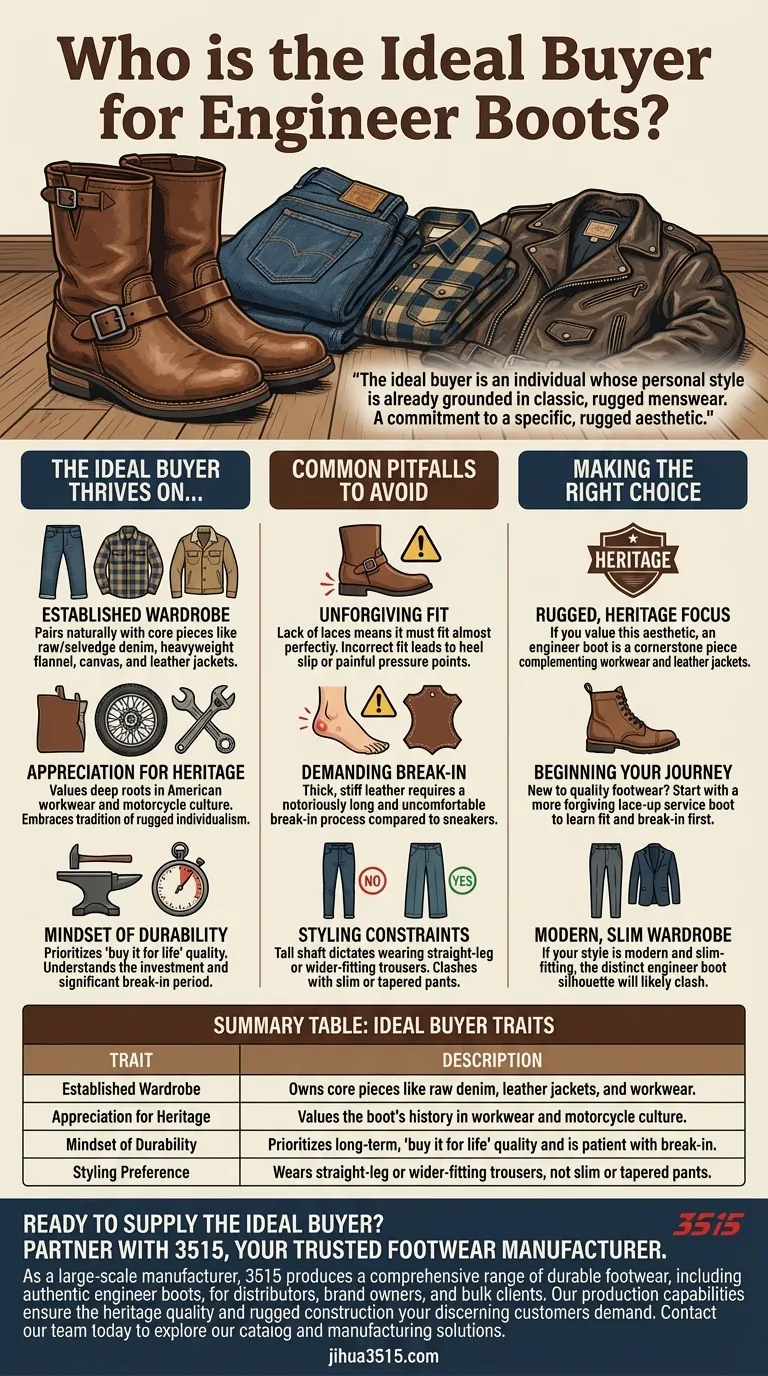 من هو المشتري المثالي لأحذية المهندسين؟ دليل لعشاق الأناقة القوية دليل مرئي