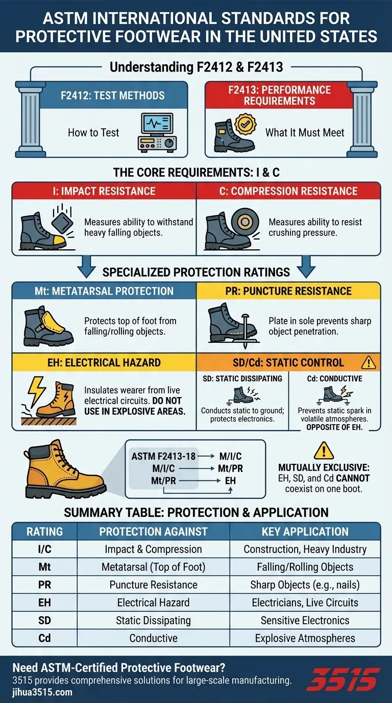 Quelles sont les normes ASTM International pour les chaussures de protection aux États-Unis ? Un guide des normes F2412 et F2413 Guide Visuel
