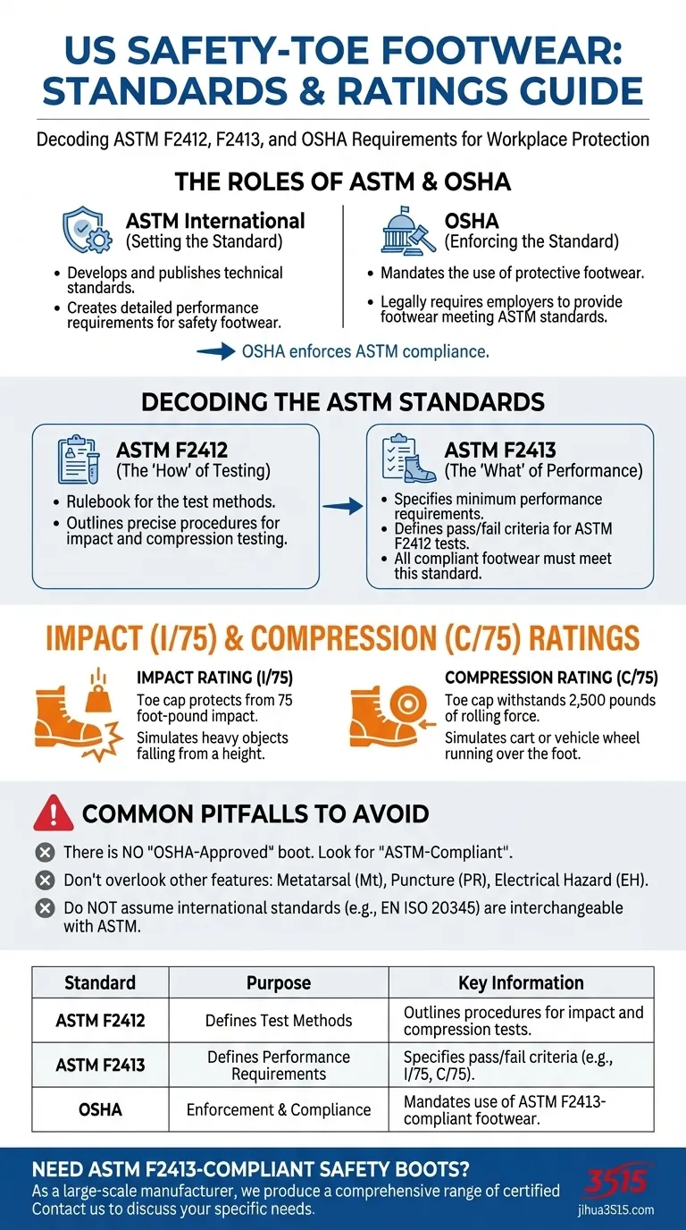 What standards are used to test and rate safety-toe footwear? Ensure Your Boots Are Truly Protective Visual Guide