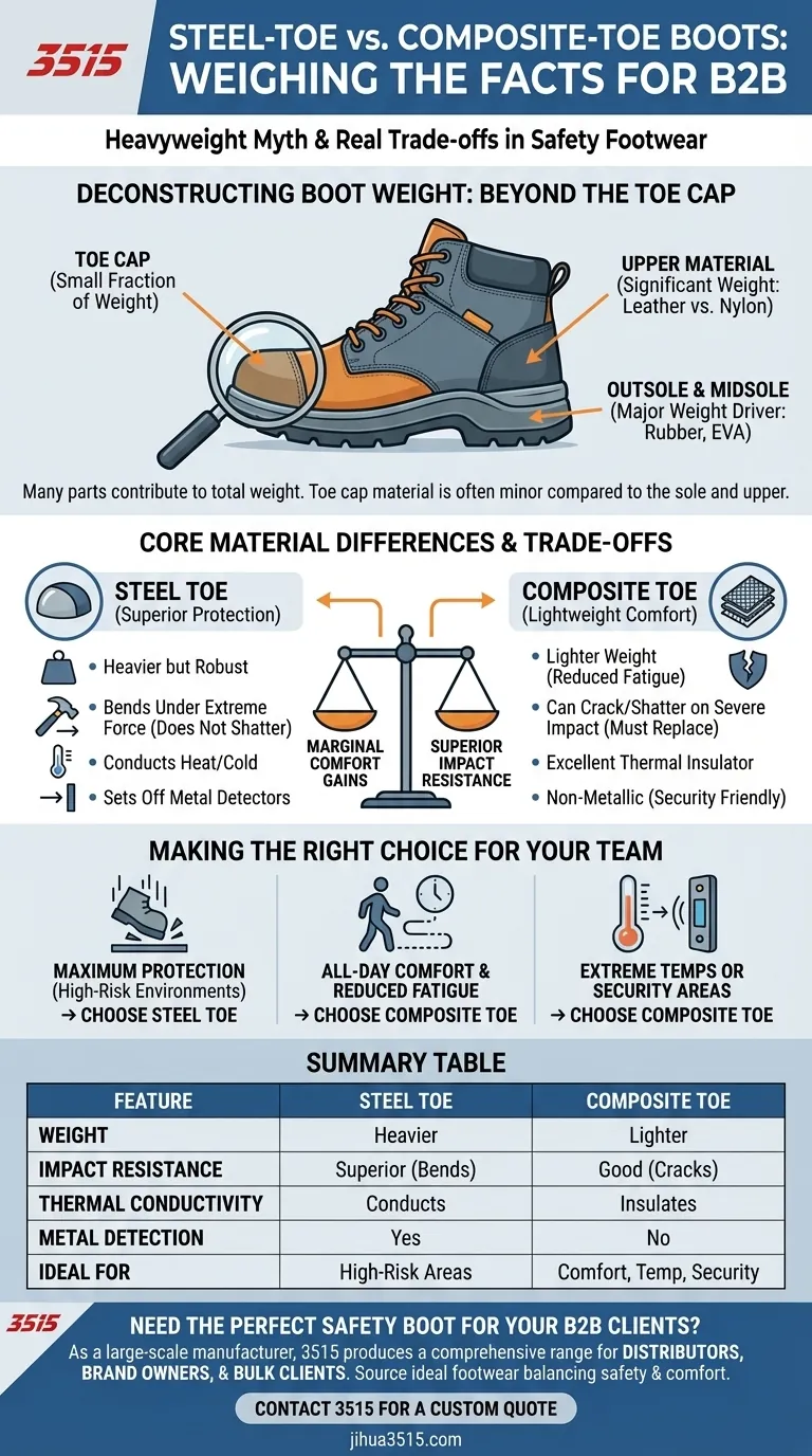 ¿Cómo se compara el peso de las botas con punta de acero con las botas con punta de composite? Descubra las verdaderas compensaciones Guía Visual