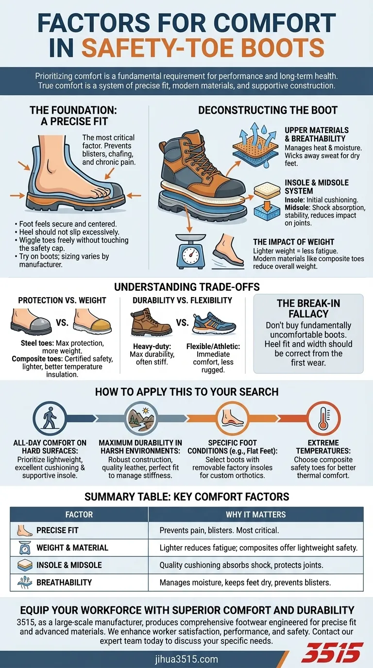 在选择安全鞋头靴时，应考虑哪些舒适性因素？确保全天舒适和性能 图解指南