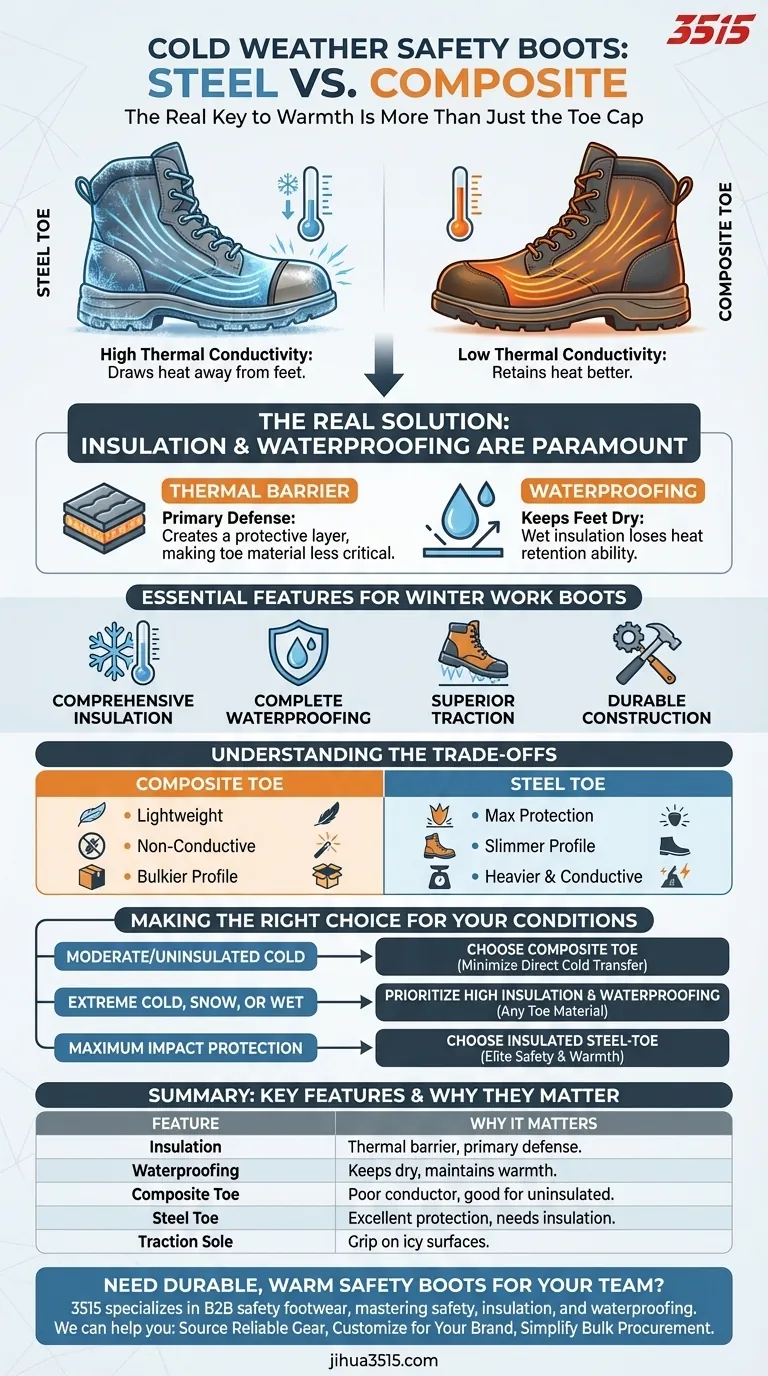 أي نوع من أحذية السلامة ذات المقدمة الصلبة أفضل للطقس البارد؟ التركيز على العزل والعزل المائي دليل مرئي