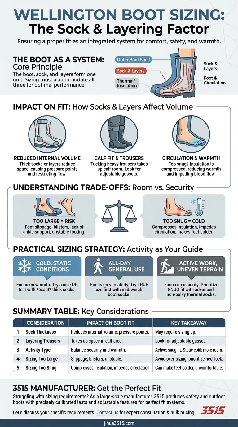 Que faut-il prendre en compte concernant les chaussettes et les superpositions lors du choix de la taille des bottes Wellington ? Un guide pour un ajustement parfait Guide Visuel
