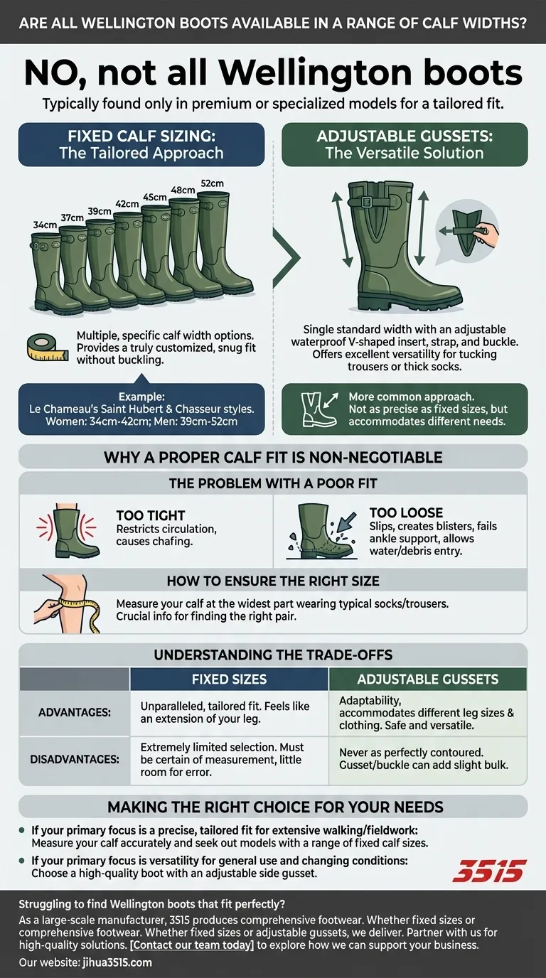هل تتوفر جميع أحذية ويلينغتون بمجموعة من مقاسات محيط الساق؟ اكتشف المقاس المثالي والمخصص لك دليل مرئي