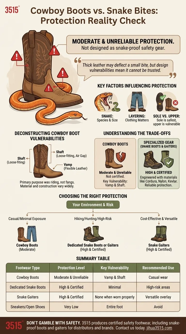 Quanto sono efficaci gli stivali da cowboy contro i morsi di serpente? La verità inaffidabile sulla sicurezza delle calzature. Guida Visiva