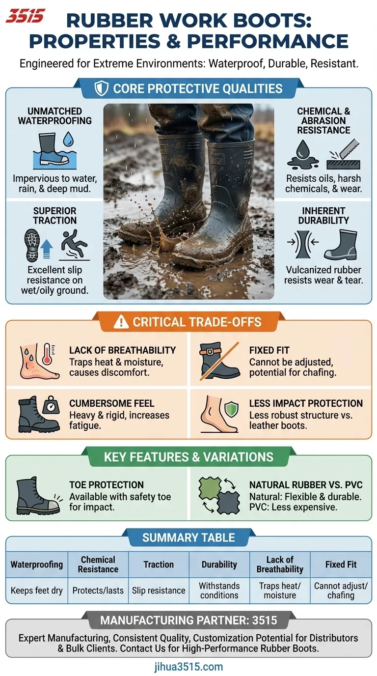 Quali sono le proprietà degli stivali da lavoro in gomma? Protezione superiore per lavori bagnati e pericolosi Guida Visiva