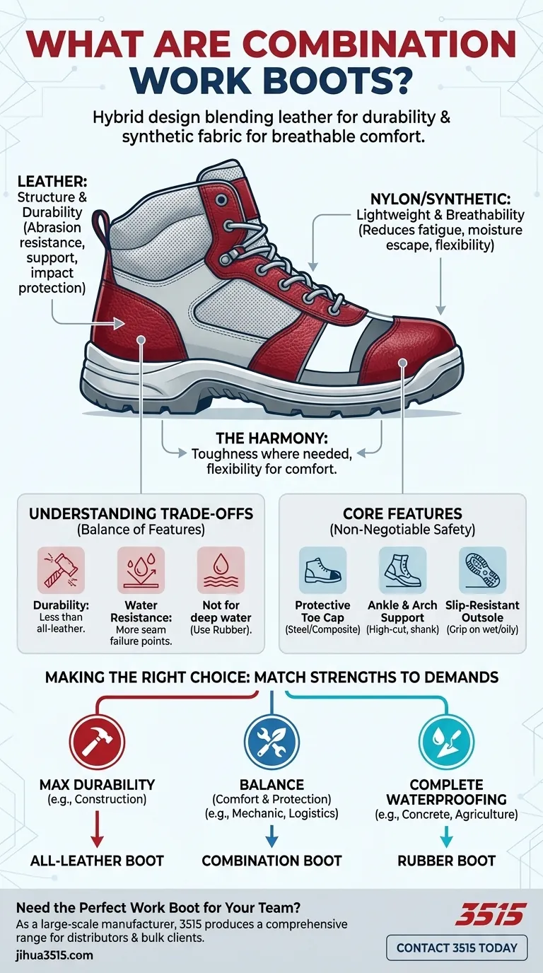 コンビネーションワークブーツとは？耐久性と快適性のバランスをとったハイブリッドブーツ ビジュアルガイド
