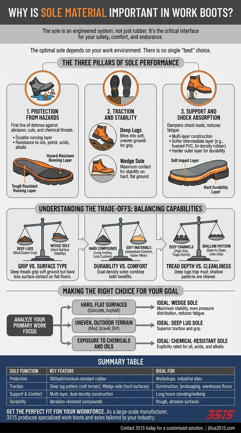 Why is sole material important in work boots? Unlock the Key to Safety, Comfort & Durability Visual Guide