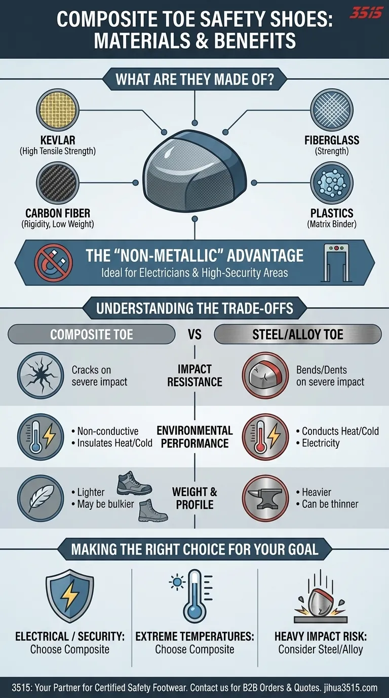 What are the main materials used in composite toe safety shoes? A Guide to Lightweight, Non-Metallic Protection Visual Guide