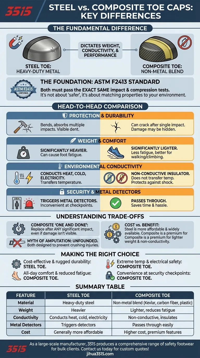 강철 발가락과 복합 발가락 캡의 주요 차이점은 무엇인가요? 귀하의 직무에 맞는 안전을 선택하세요. 시각적 가이드