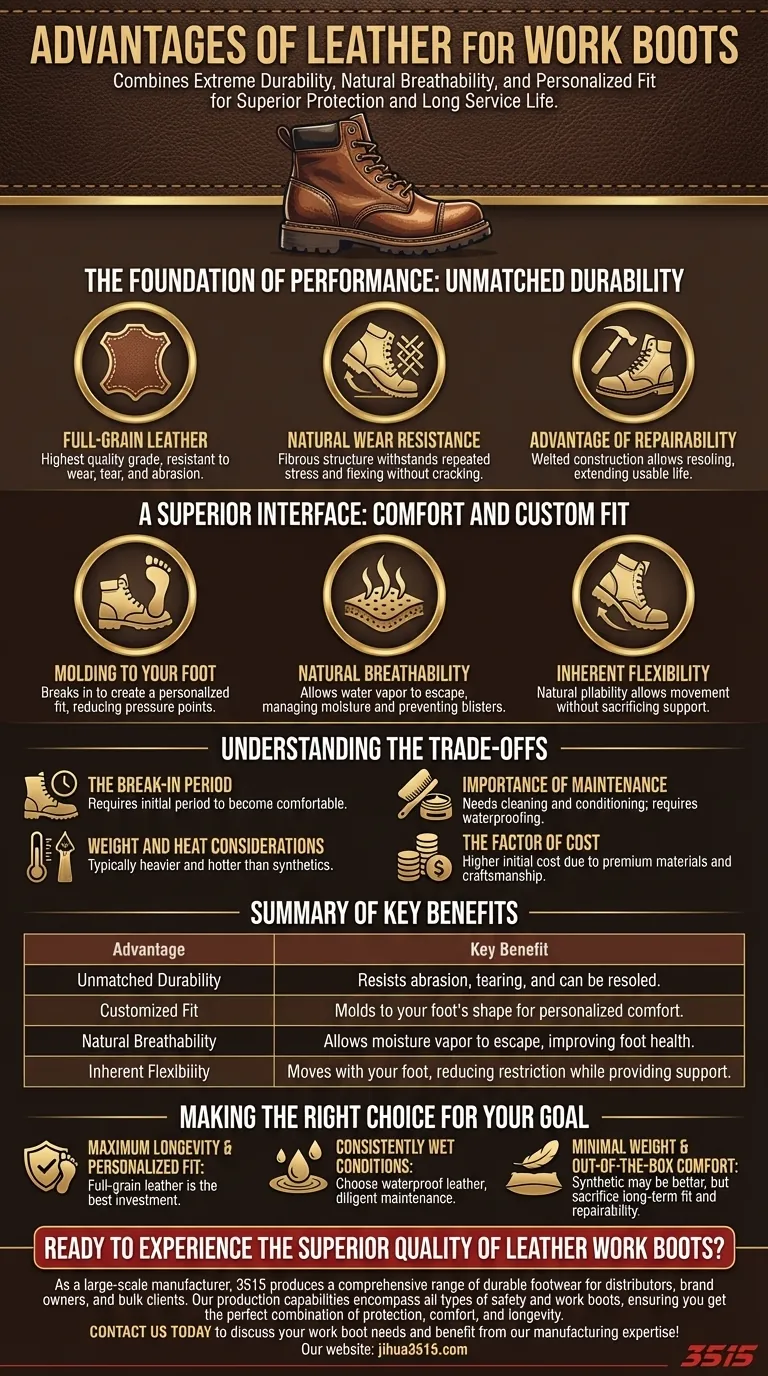 Quali sono i vantaggi dell'uso della pelle per gli scarponi da lavoro? Scopri una durata e un comfort superiori Guida Visiva