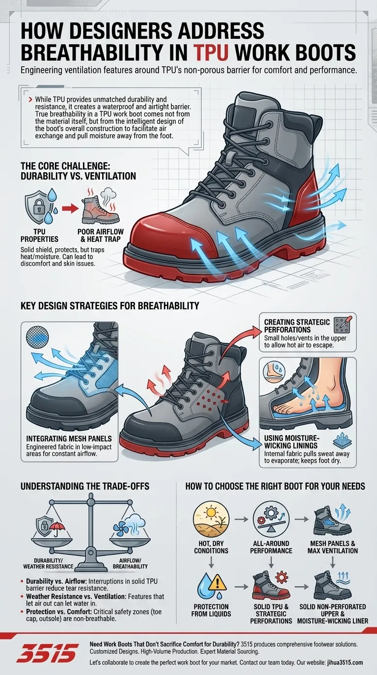 Come affrontano i designer la traspirabilità negli scarponi da lavoro in TPU? Bilanciare durata e comfort Guida Visiva