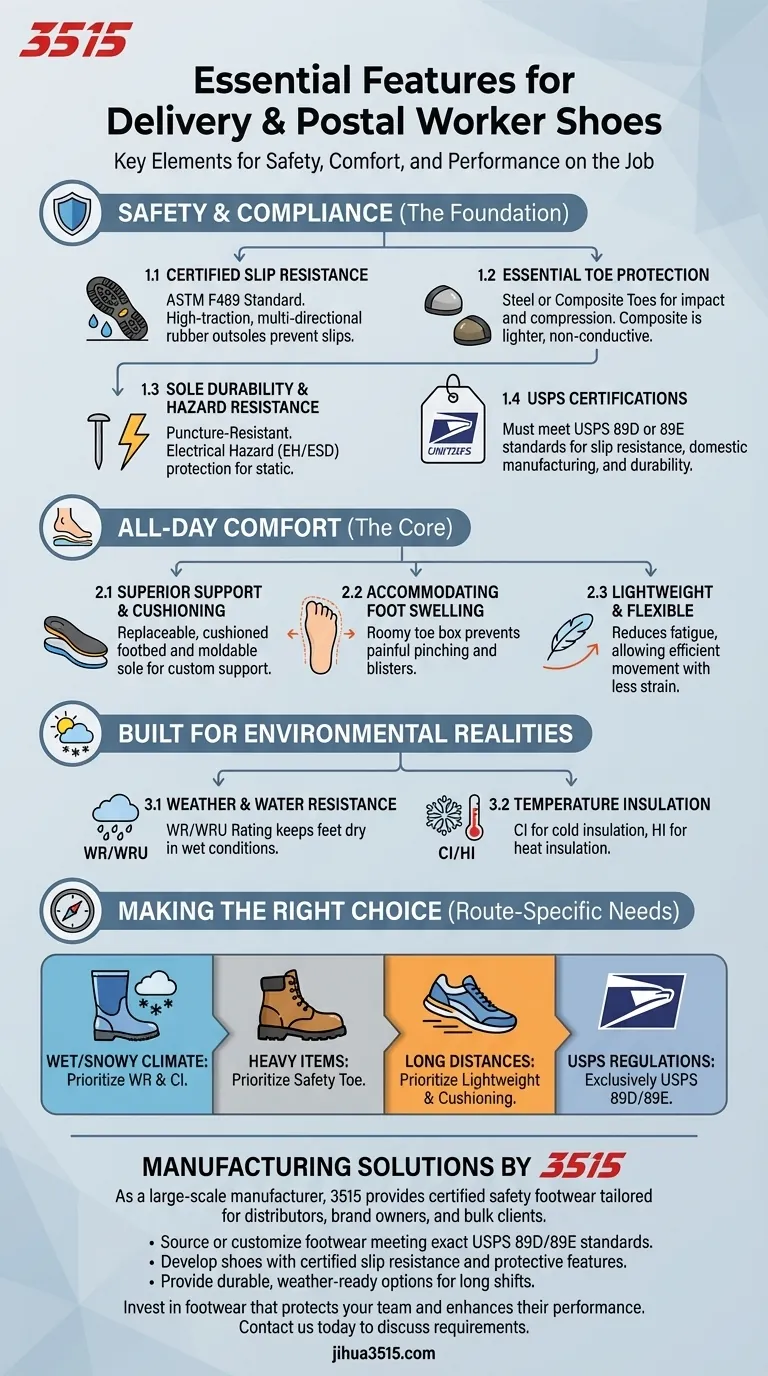 Quelles caractéristiques les facteurs de livraison et les facteurs postaux doivent-ils rechercher dans les chaussures ? Assurer la sécurité, le confort et la conformité Guide Visuel