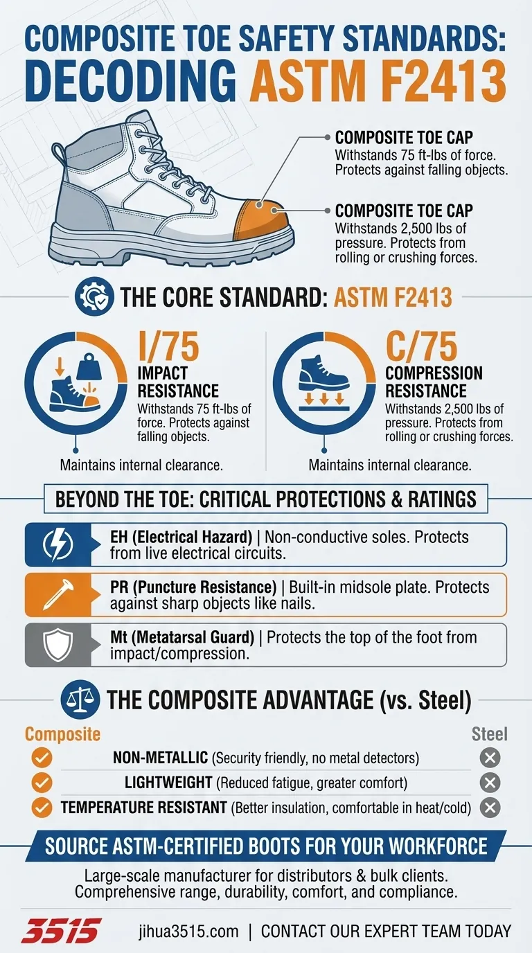 Каковы стандарты безопасности для ботинок с композитным подноском? Соответствие ASTM F2413 для максимальной защиты Визуальное руководство