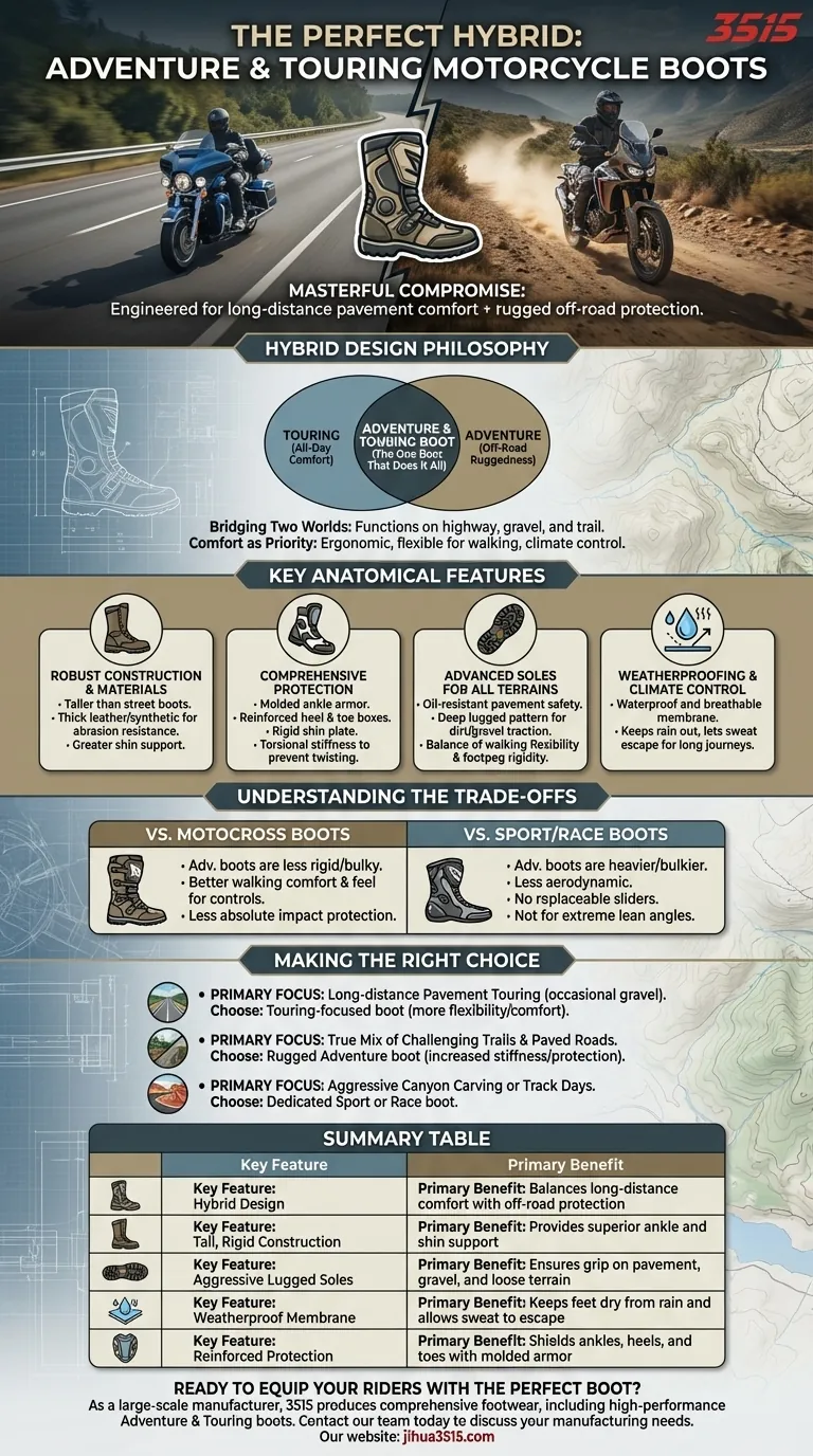 ¿Cuáles son las características de las botas de moto de aventura y touring? El híbrido definitivo para carretera y sendero Guía Visual