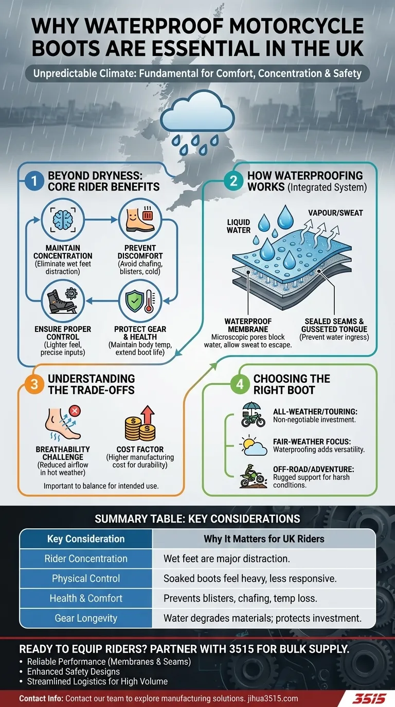 Warum werden wasserdichte Motorradstiefel empfohlen, besonders in Großbritannien? Wesentlich für die Sicherheit und den Komfort des Fahrers Visuelle Anleitung