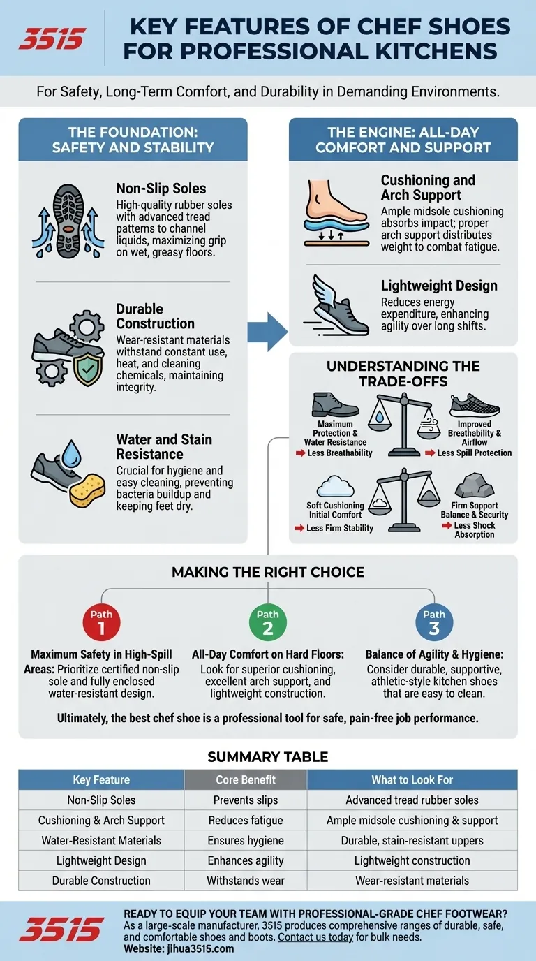 Quelles sont les caractéristiques clés des chaussures de chef ? Un guide pour une sécurité, un confort et une durabilité supérieurs Guide Visuel