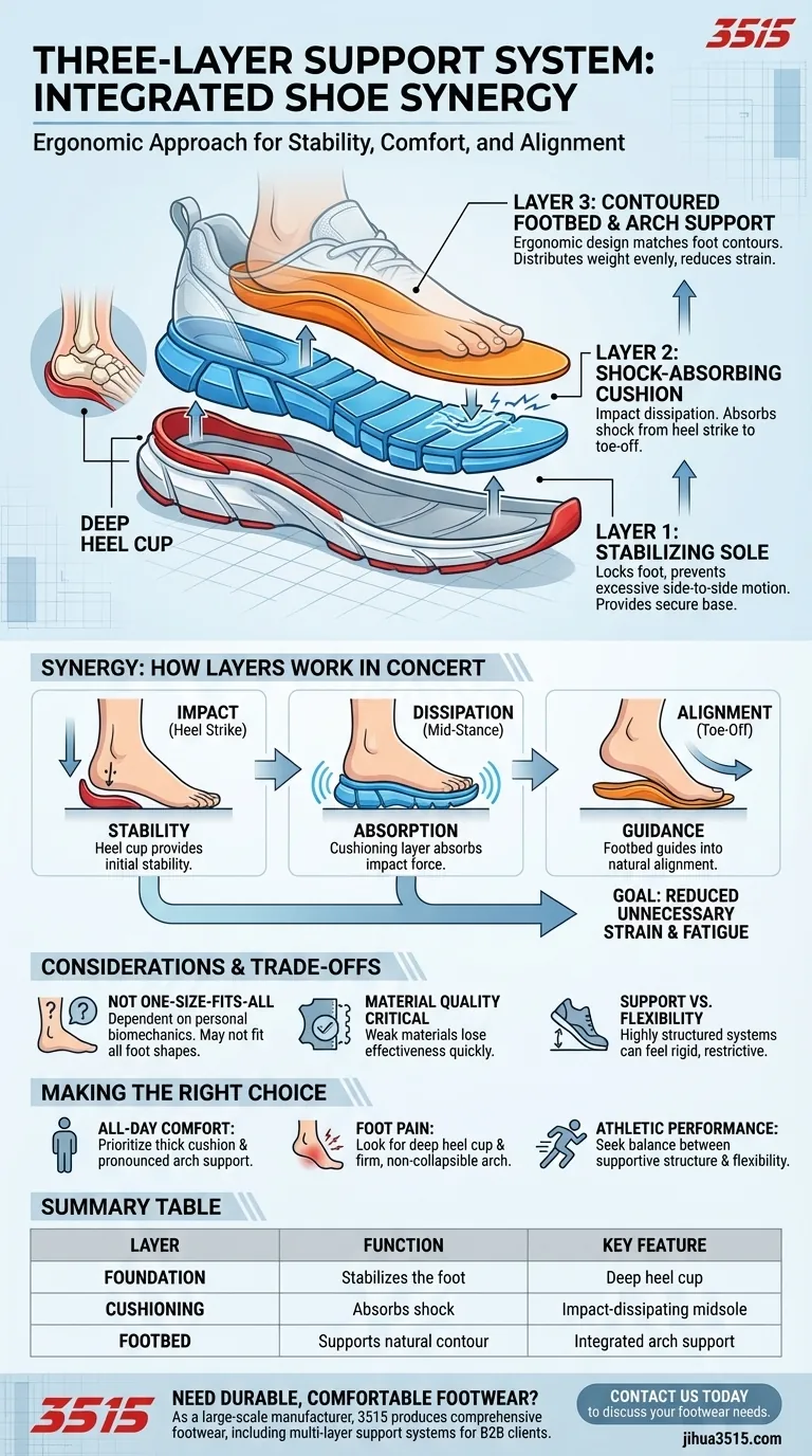 Qu'est-ce qui rend unique le système de soutien à trois couches dans les chaussures ? Une approche synergique pour le confort du pied Guide Visuel