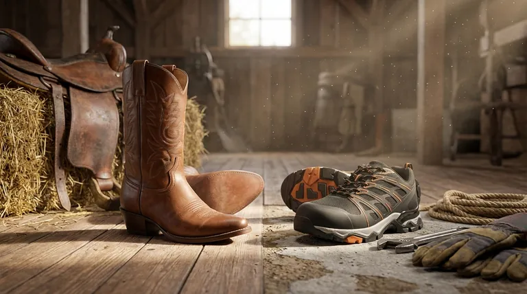 ¿Cuáles son las diferencias clave entre las botas de vaquero y las botas de trabajo Western? Montura vs. Rendimiento en el suelo