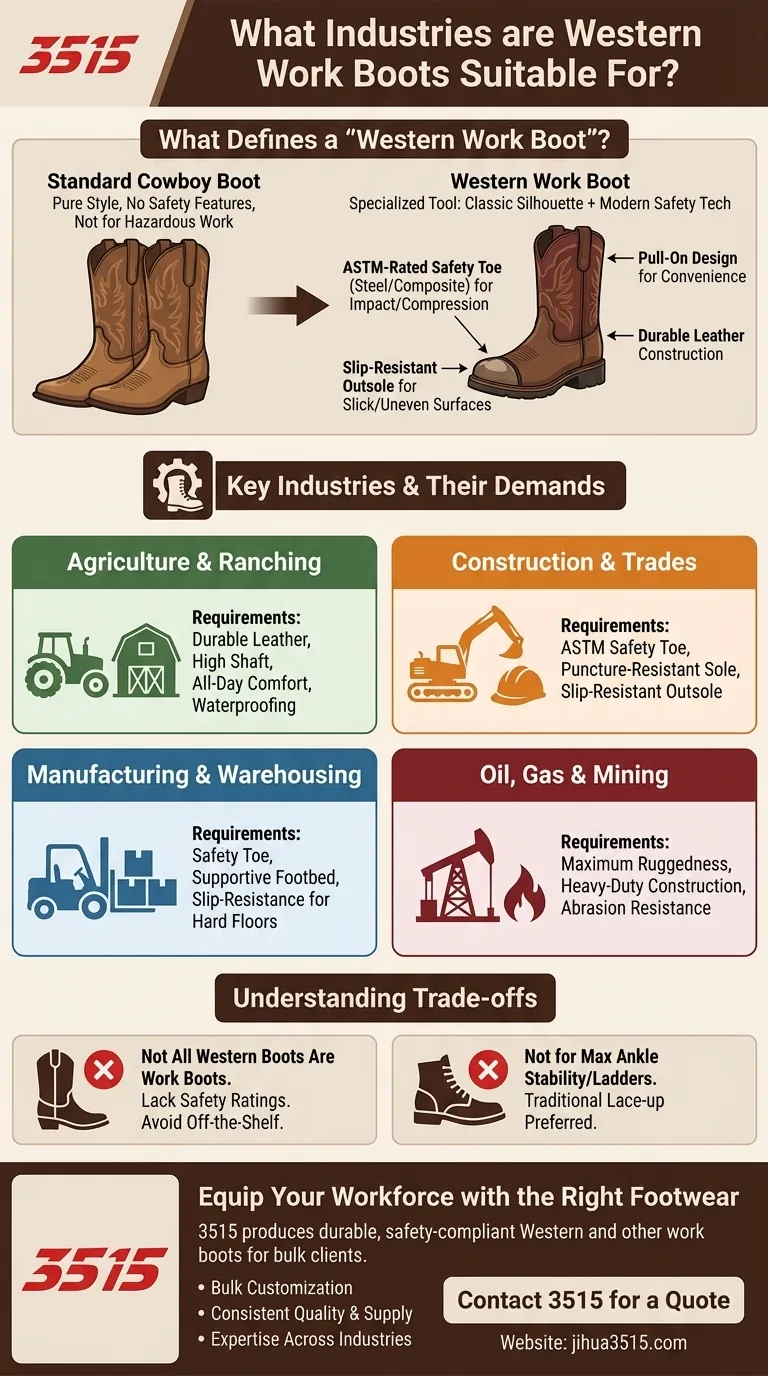 ¿Para qué industrias son adecuadas las botas de trabajo Western? Una guía para profesionales exigentes Guía Visual