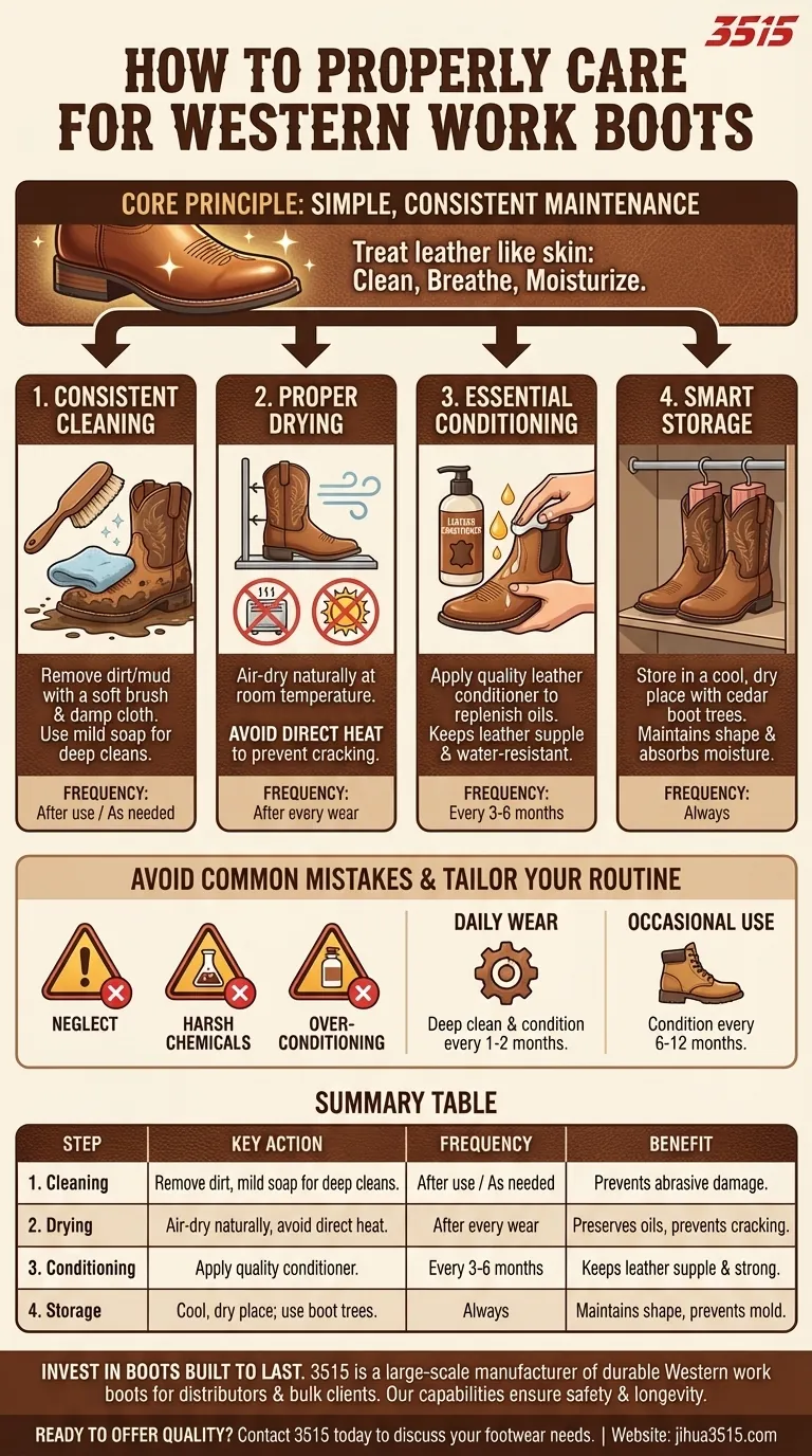 Comment entretenir correctement les bottes de travail Western ? Un guide en 4 étapes pour une durabilité durable Guide Visuel