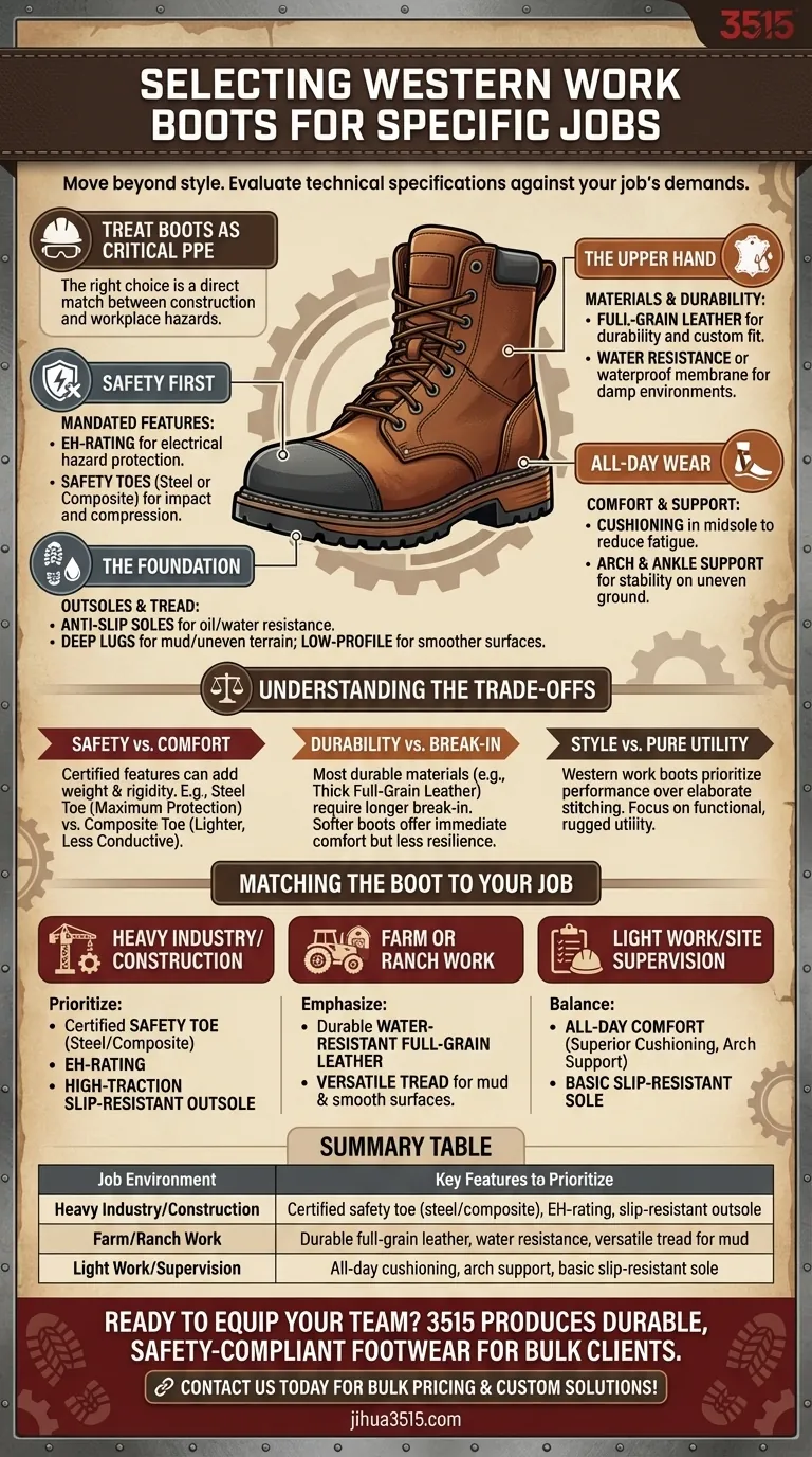 Was sollte bei der Auswahl von Western-Arbeitsstiefeln für bestimmte Arbeitsplätze beachtet werden? Passen Sie den Stiefel an die Anforderungen Ihrer Arbeit an Visuelle Anleitung