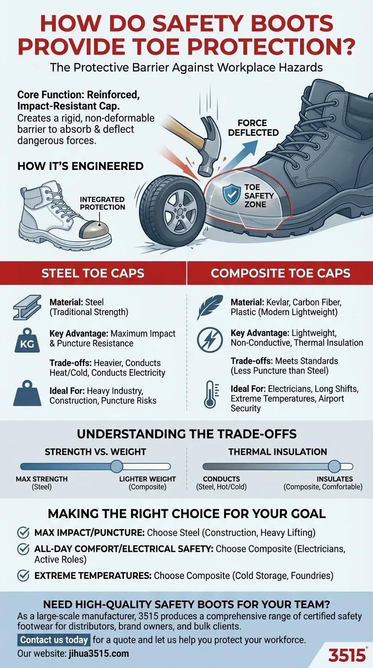 Wie bieten Sicherheitsschuhe Zehenschutz? Ein Leitfaden zu Stahl- vs. Verbundkappen Visuelle Anleitung