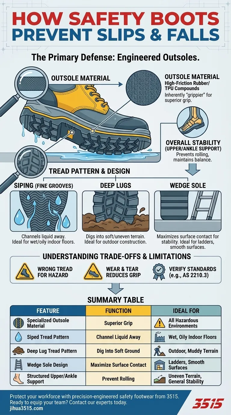 ¿Cómo evitan las botas de seguridad los resbalones y caídas? Diseñadas para máxima tracción y estabilidad Guía Visual