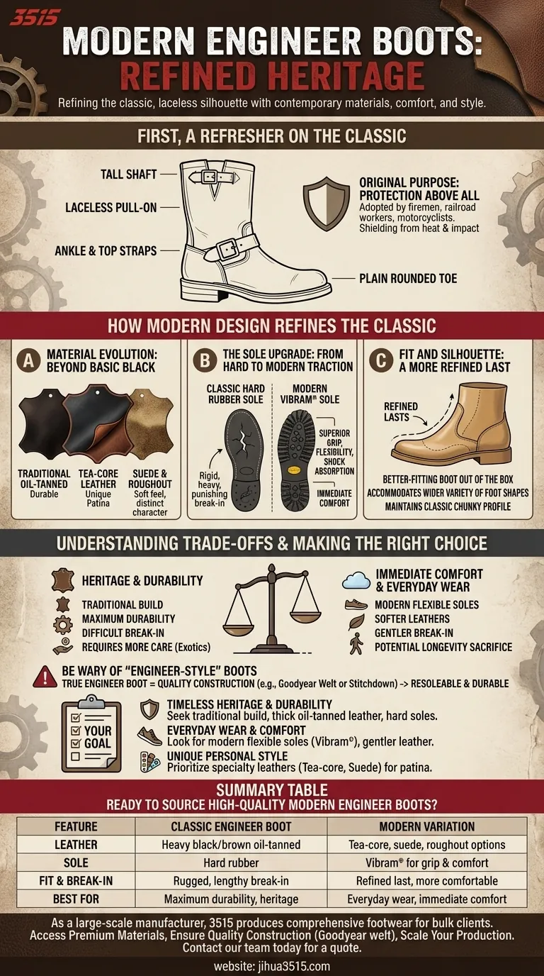 Was sind einige moderne Varianten von Engineer Boots? Ein Leitfaden zu zeitgenössischen Stilen & Materialien Visuelle Anleitung