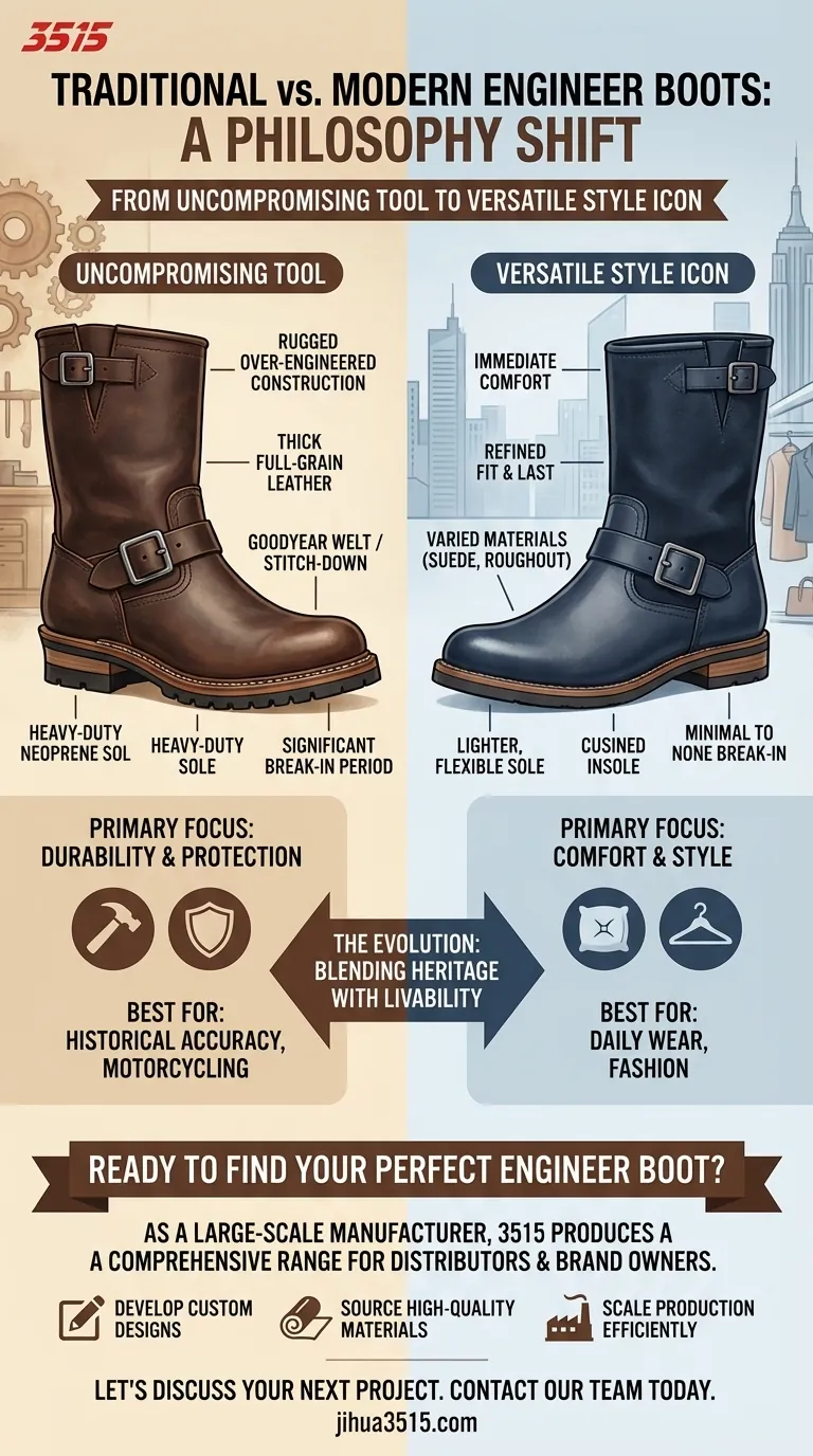 What are some key differences between traditional and modern engineer boots? Choose the Right Style for Your Needs Visual Guide