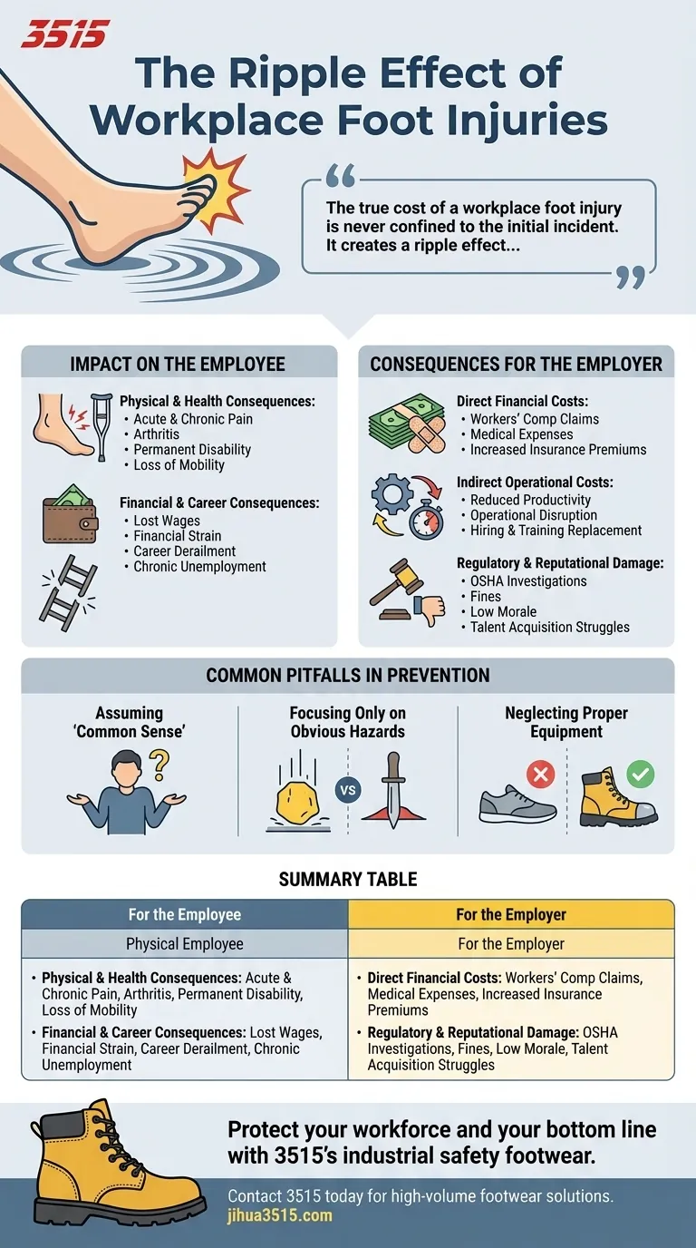 工作场所足部受伤的潜在后果是什么？避免代价高昂的停工并保护您的团队 图解指南