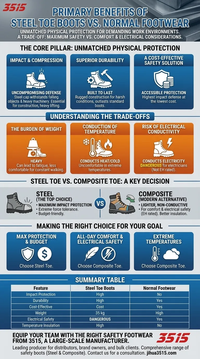 Quali sono i principali vantaggi degli scarponi con punta in acciaio? Massima protezione dagli impatti per la tua forza lavoro Guida Visiva