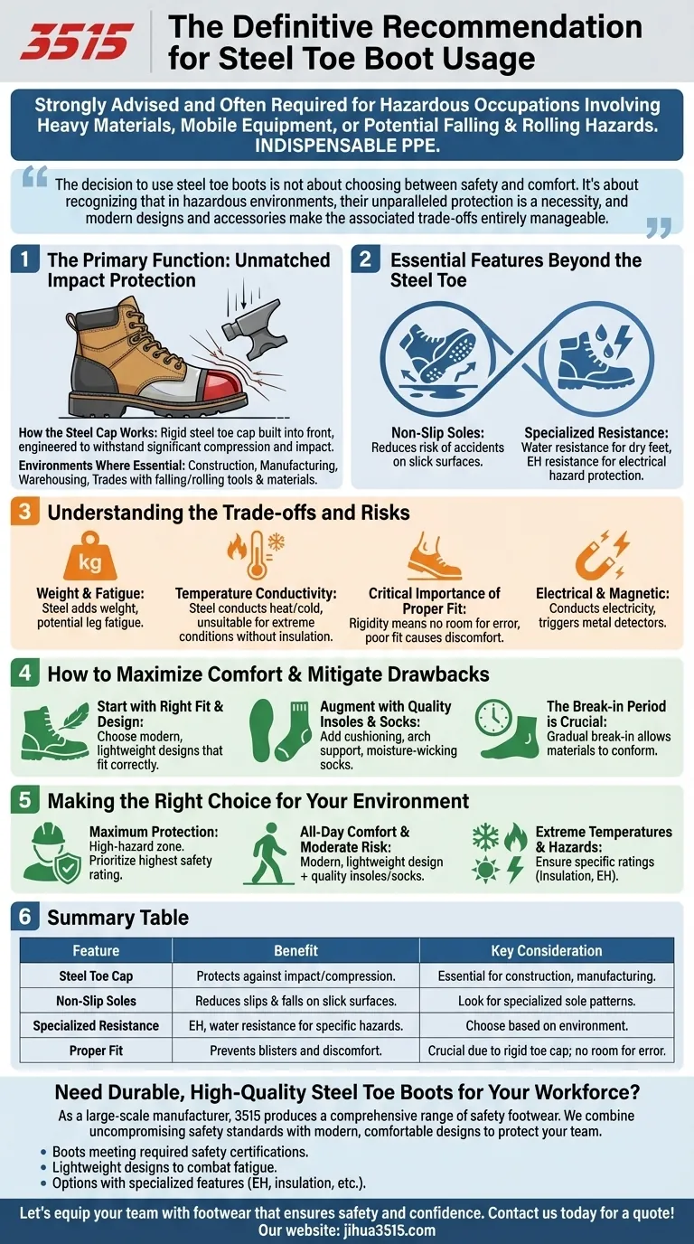 Какова общая рекомендация относительно использования ботинок со стальным носком? Важно для максимальной защиты Визуальное руководство