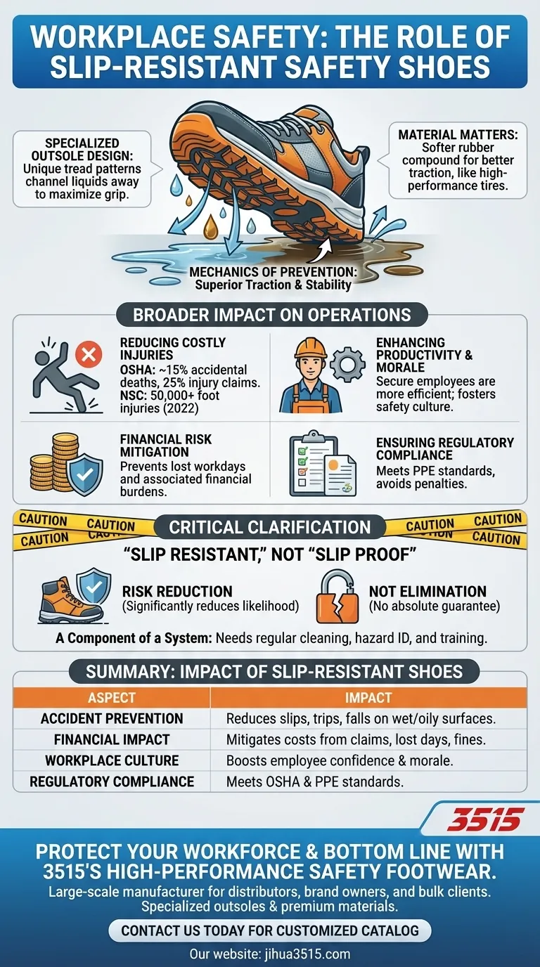 What role do slip resistant safety shoes play in workplace safety? Prevent Slips, Trips, and Falls Visual Guide