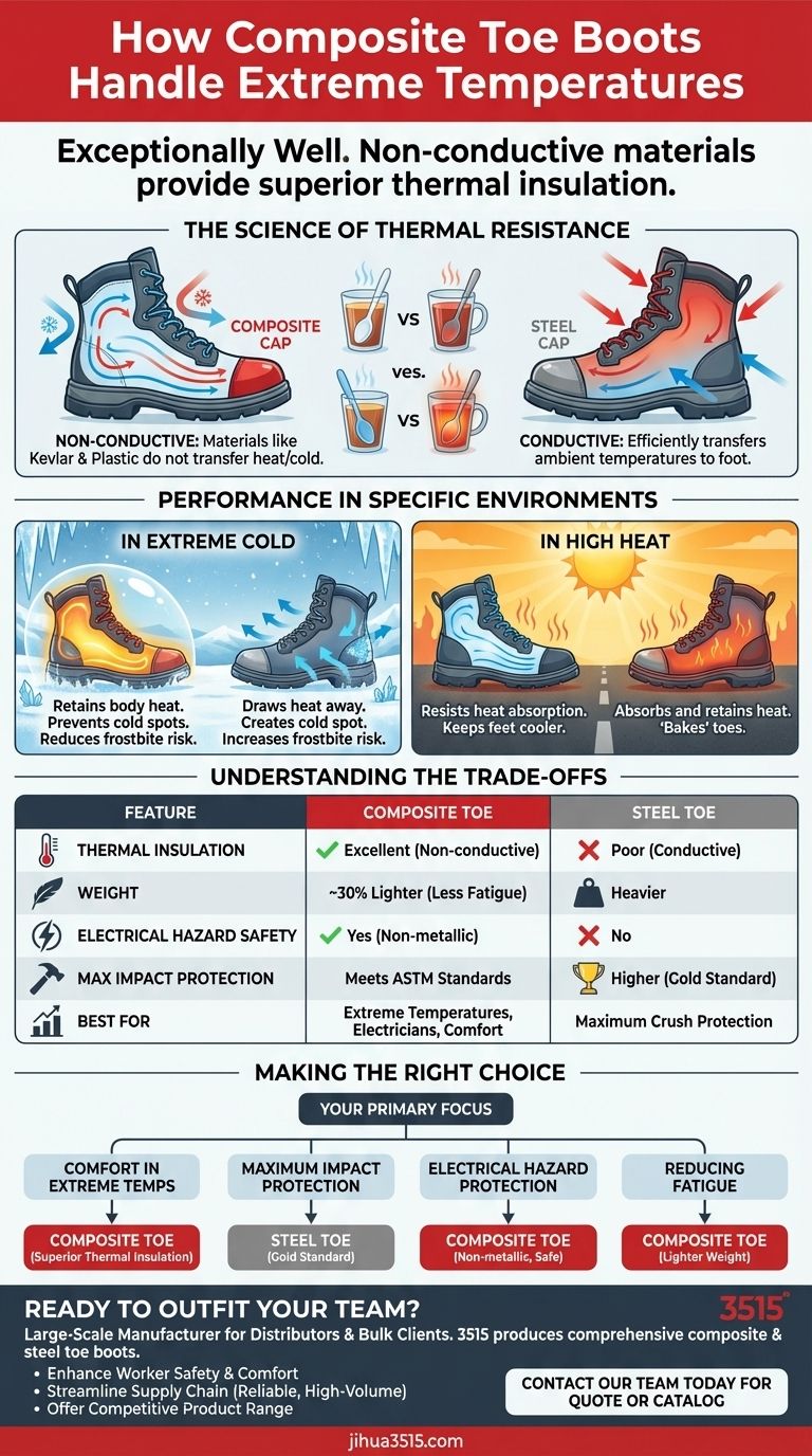How do composite toe boots handle extreme temperatures? Superior Thermal Insulation for Comfort Visual Guide