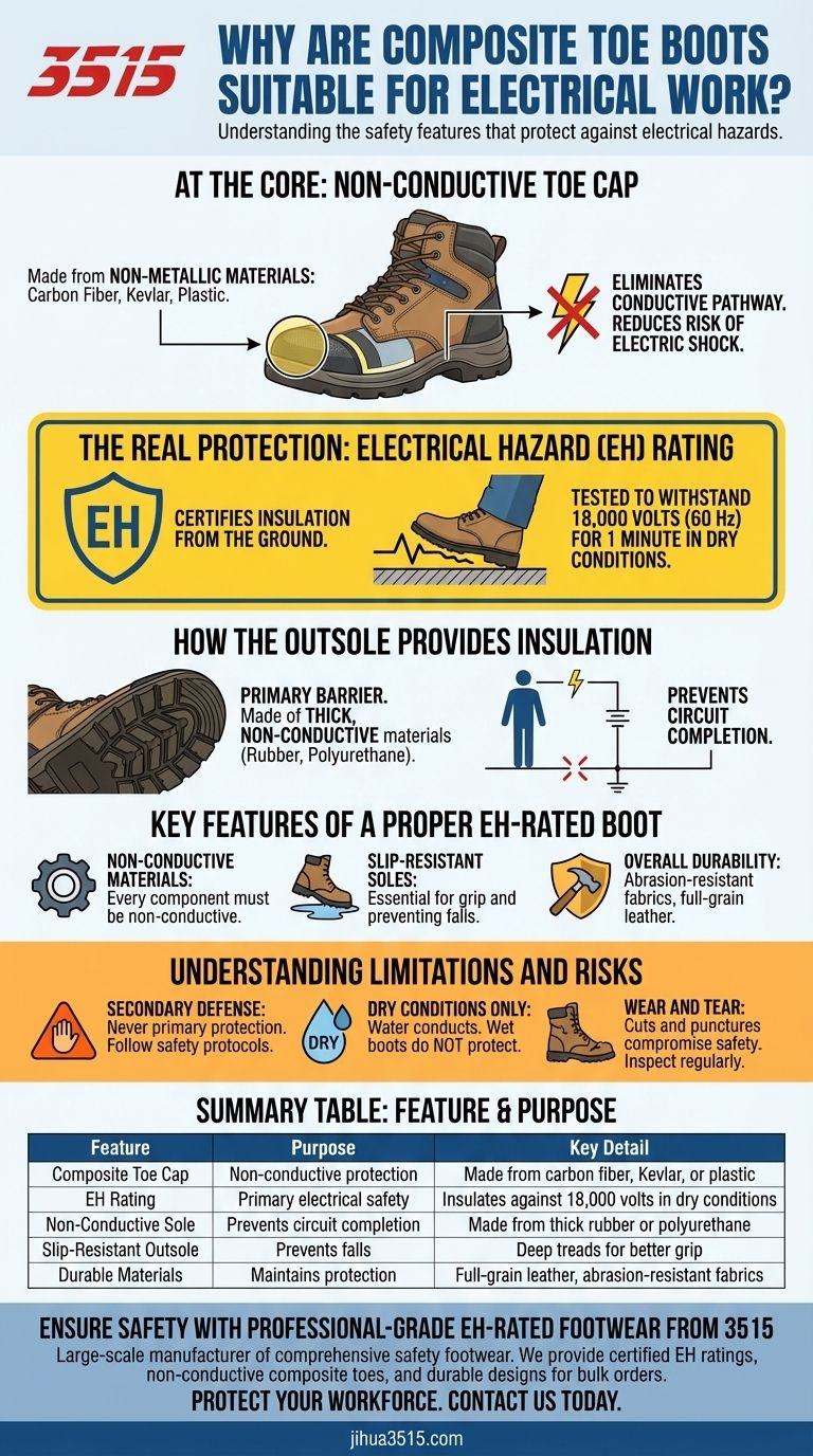 Cosa rende gli scarponi con punta composita adatti al lavoro elettrico? Spiegazione delle caratteristiche di sicurezza chiave Guida Visiva