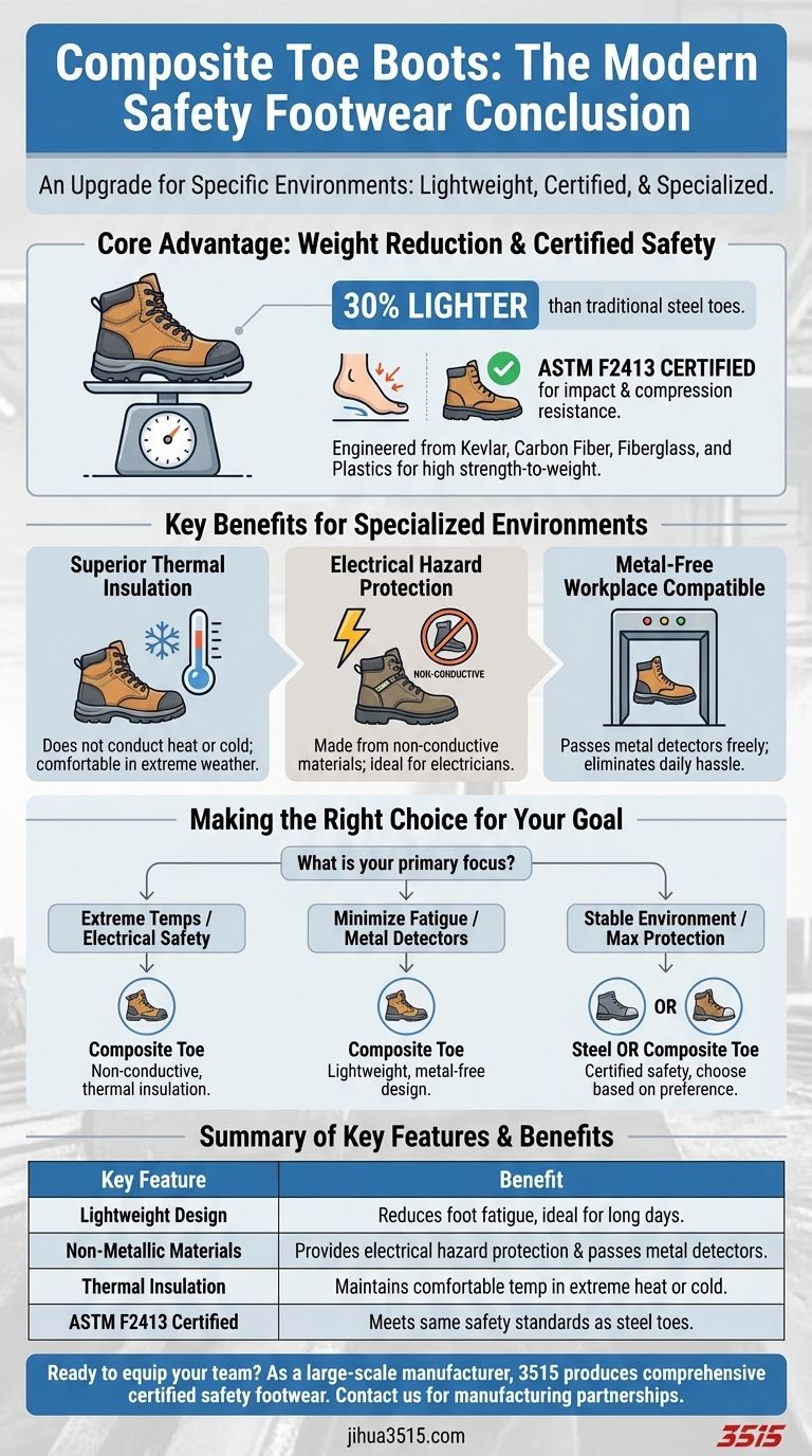 ¿Cuál es la conclusión sobre las botas de punta compuesta? Una mejora moderna para la seguridad y la comodidad Guía Visual