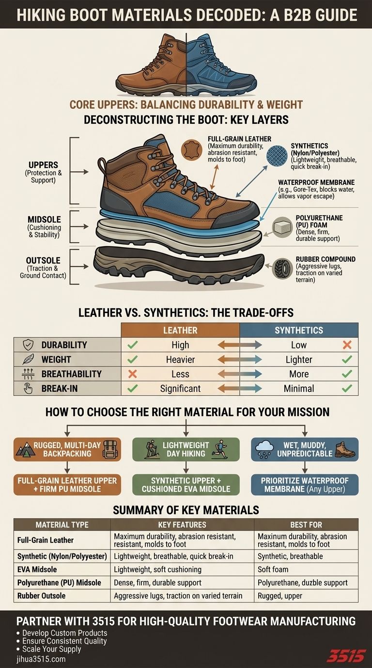 What materials are hiking boots typically made from? Choose the Right Boot for Any Trail Visual Guide