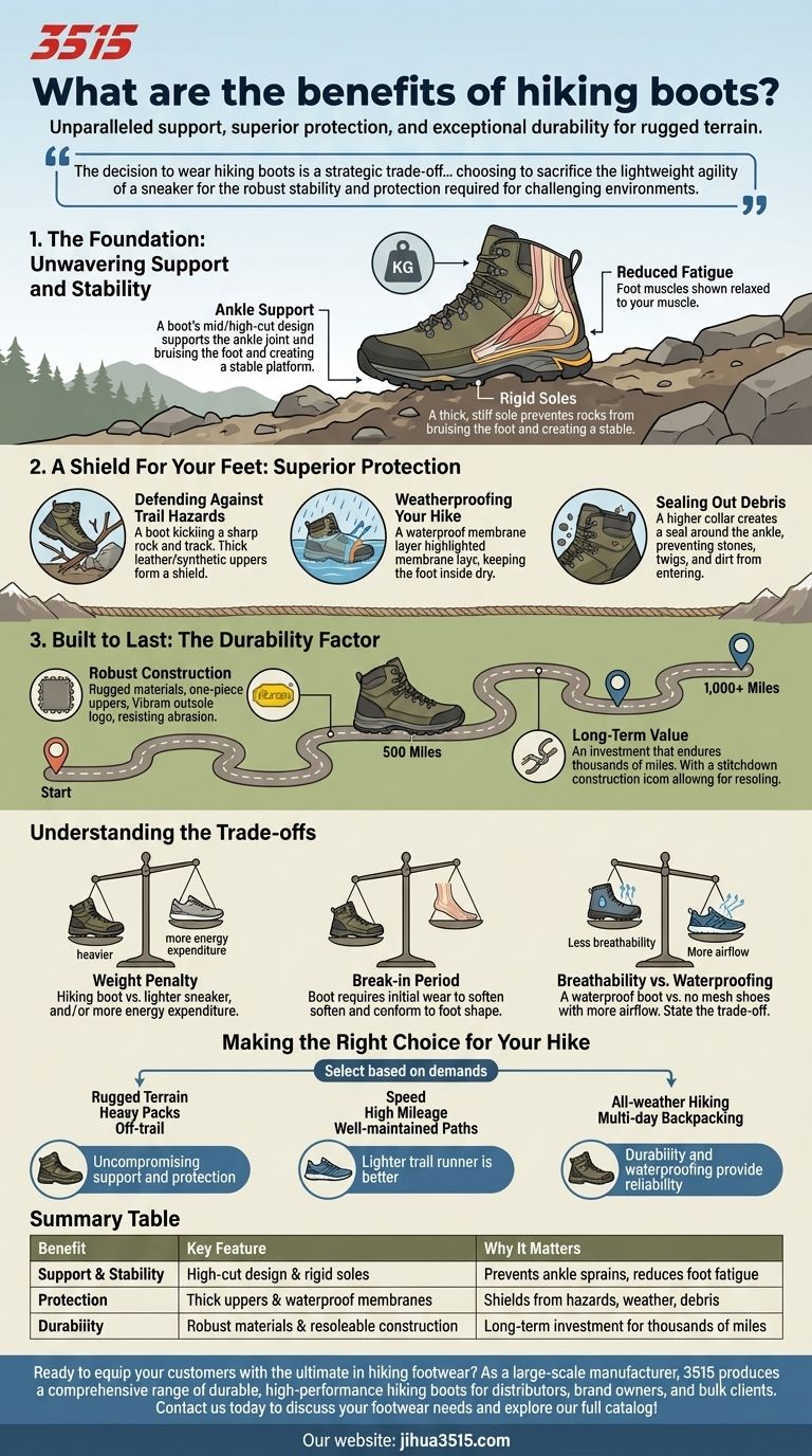 Каковы преимущества походных ботинок? Непоколебимая поддержка и защита для пересеченной местности Визуальное руководство