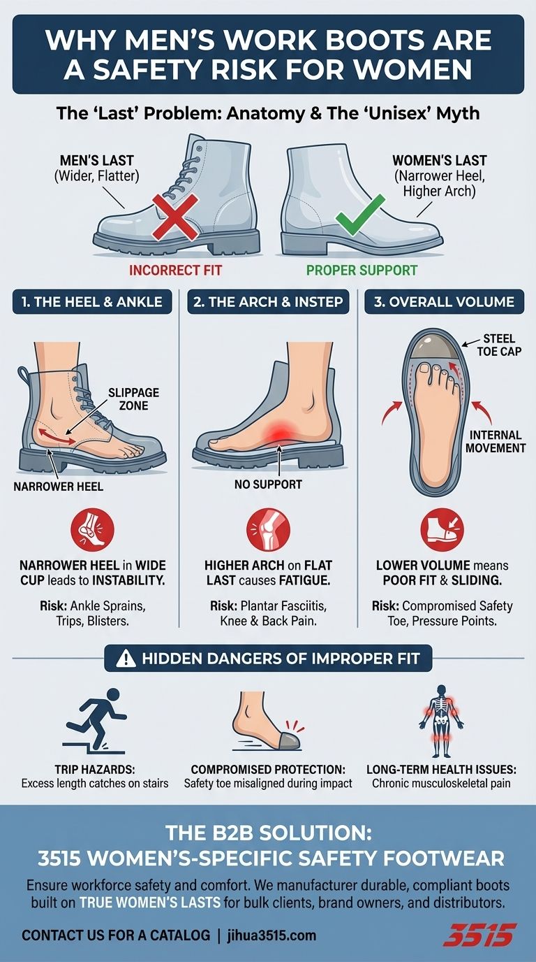 Pourquoi les bottes de travail pour hommes ne sont-elles pas des chaussures de sécurité appropriées pour les femmes ? Explication des principaux risques liés à l'ajustement et à la sécurité Guide Visuel